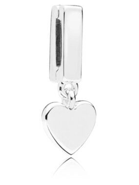 PANDORA Reflexions Silver Floating Heart Authentic Sterling Silver Clip Charm